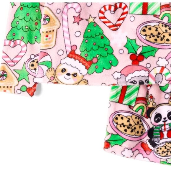 NWT The Children’s Place Girls Christmas Fleece Pajamas - pink admirer - Picture 3 of 7